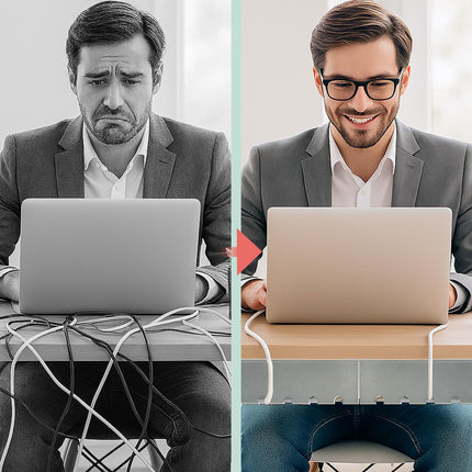 Kabelkanal-Set für Schreibtisch, Kabelmanagement aus Stahl für PC/TV