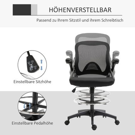 Ergonomischer Bürostuhl, drehbar, Netzstoff, 360°, 120 kg Tragkraft