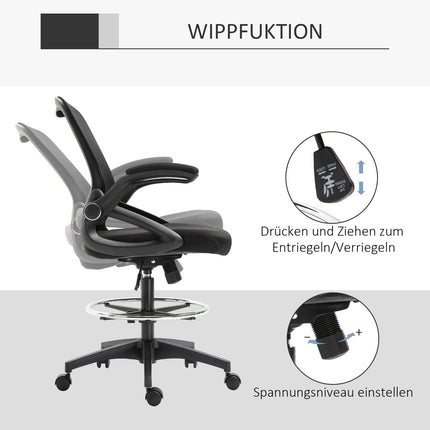 Ergonomischer Bürostuhl, drehbar, Netzstoff, 360°, 120 kg Tragkraft