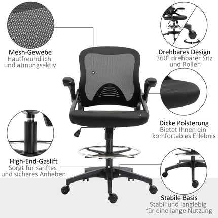Ergonomischer Bürostuhl, drehbar, Netzstoff, 360°, 120 kg Tragkraft