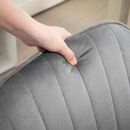 Height-adjustable velvet table chair with armrests, gray