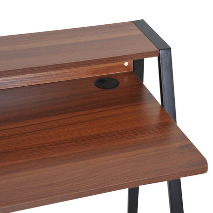 Desktop-Computertisch mit Ablage und Kabelführung – Nussbaum