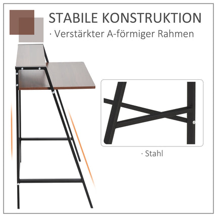 Desktop-Computertisch mit Ablage und Kabelführung – Nussbaum