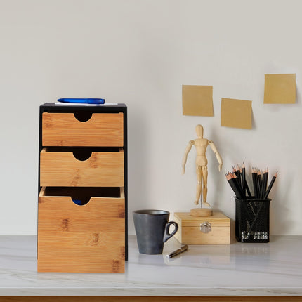 Desk Drawer Organizer with 3 Compartments, Bamboo