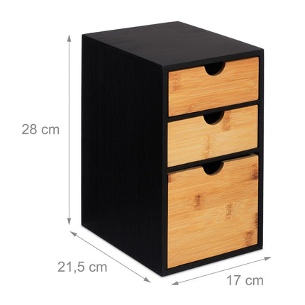 Desk Drawer Organizer with 3 Compartments, Bamboo