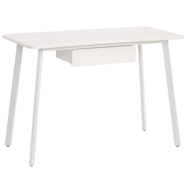 Eleganter weißer Bürotisch mit Schubladen, MDF & Stahl, 120x60x76 cm