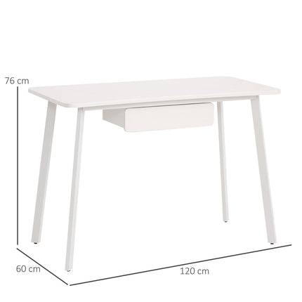 Elegantní bílý kancelářský stůl se zásuvkami, MDF a ocel, 120x60x76 cm