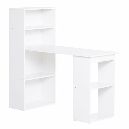 Bureau de cuisine avec étagère, table d'ordinateur, table de travail, table pour ordinateur portable, étagère de bureau, blanc, 120 x 55 x 120 cm