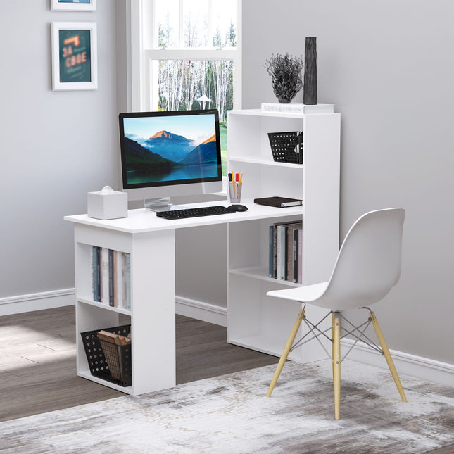 Weißer Schreibtisch Küchentisch mit Regal – 120x55x120 cm