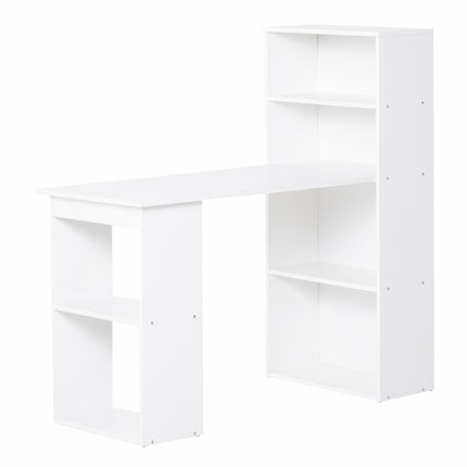 Bureau de cuisine avec étagère, table d'ordinateur, table de travail, table pour ordinateur portable, étagère de bureau, blanc, 120 x 55 x 120 cm