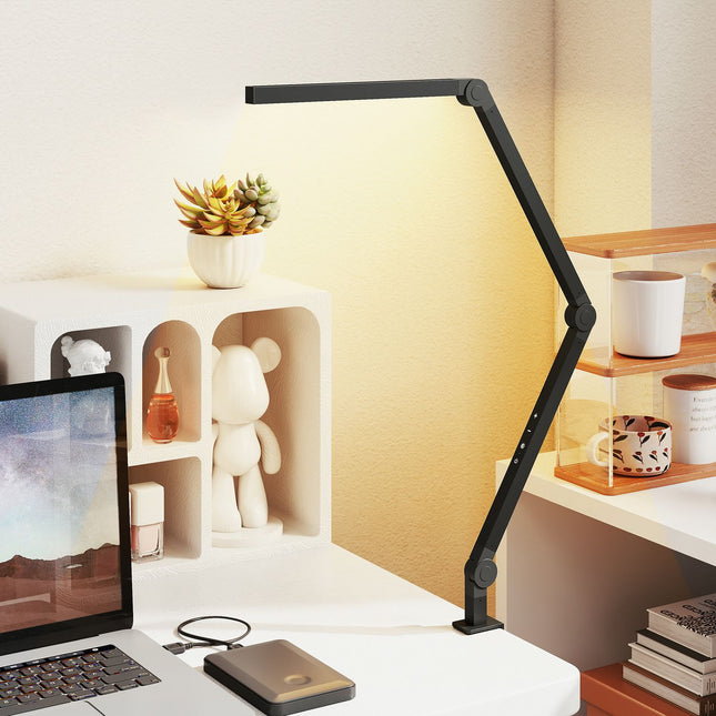 Schreibtischlampe, einstellbare Helligkeit und Farbe, Metallklemme