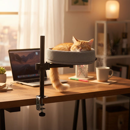 Schreibtisch-Katzenbett – Höhenverstellbar, Weiches Nest