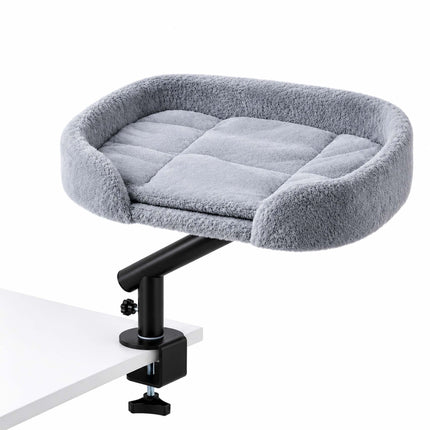 Desk Mounted Cat Bed with Clamp and Reversible Cushion, Grey, Up to 25 kg