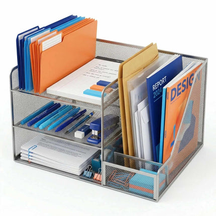 Schreibtisch-Organizer, Metallgewebe, 5 Fächer