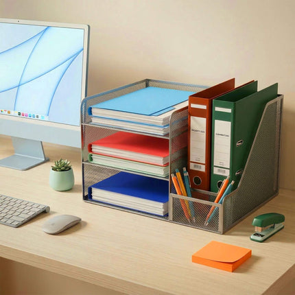Schreibtisch-Organizer, Metallgewebe, 5 Fächer