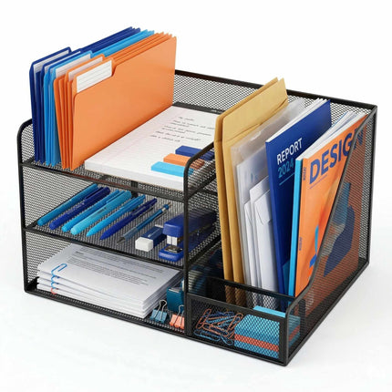 Schreibtisch-Organizer, Metallgitter, 5 Fächer, Ablagefach