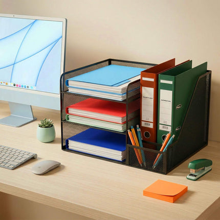 Schreibtisch-Organizer, Metallgitter, 5 Fächer, Ablagefach