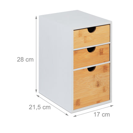 Desk Organizer with 3 Drawers, Bamboo MDF