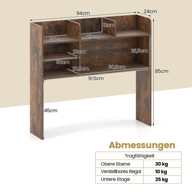Schreibtisch-Organizer mit 6 Ablagen, Rustikales Braun