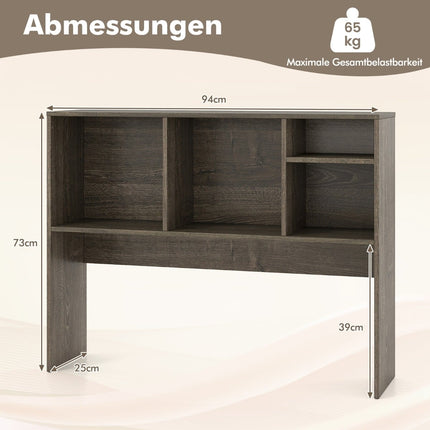 Tischregal mit 4 Fächern, 94x25x73 cm, Grau