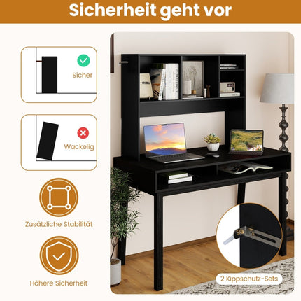 Schreibtischregal mit 4 Fächern, Schwarz, 94x25x73 cm