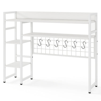 Desk Shelf with 4 Tiers & 6 Hooks – White, 94x25x74 cm