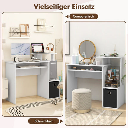Desk Small Computer Desk with Printer Tray Office Table for Home Office 100 x 40 x 87 cm White