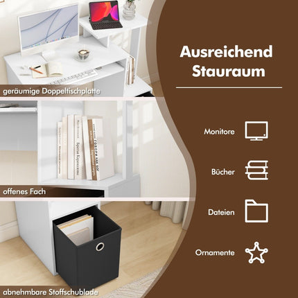 Desk Small Computer Desk with Printer Tray Office Table for Home Office 100 x 40 x 87 cm White
