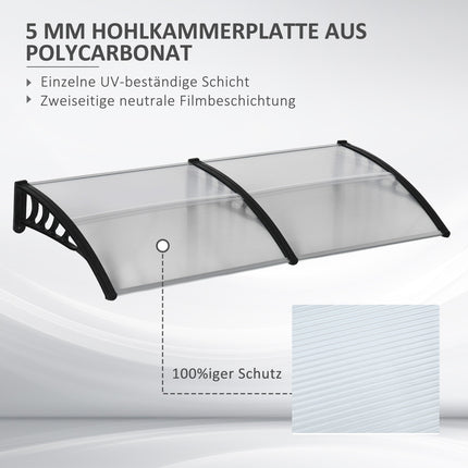 Aluminium-Außendach mit UV- und Regenschutz, schwarz