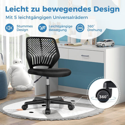 Bureaustoel voor kinderen armloze kinderbureaustoel 54 x 54 x 77-89 cm zwart