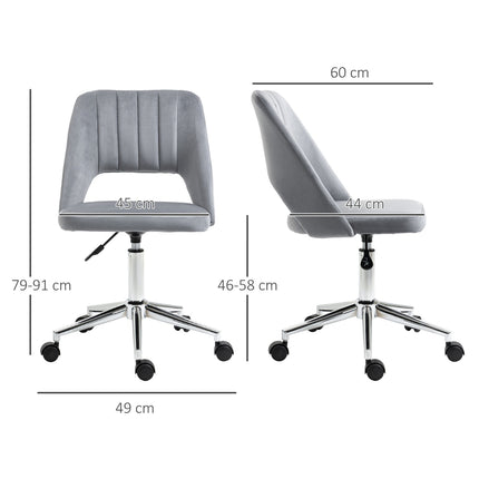 Ergonomischer Drehbürostuhl in Samtoptik, dunkelgrau