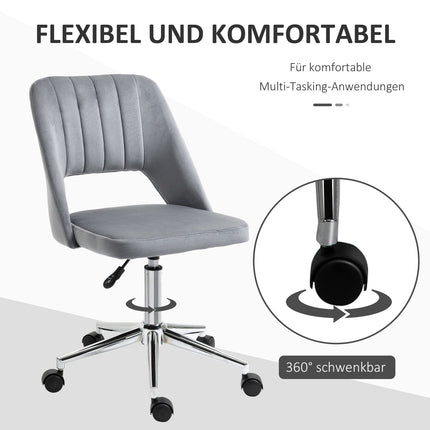 Ergonomischer Drehbürostuhl in Samtoptik, dunkelgrau
