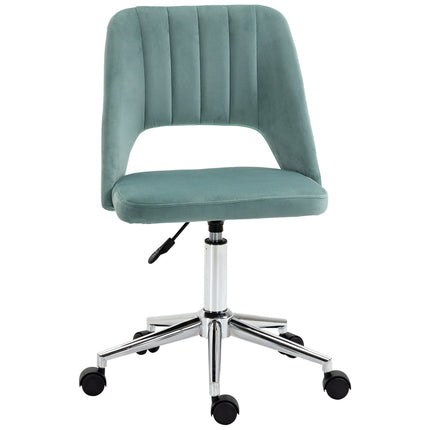 Ergonomischer Bürostuhl in grünem Samt - verstellbar, ohne Armlehnen