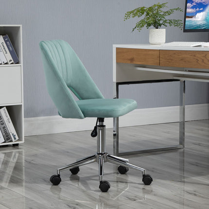 Ergonomischer Bürostuhl in grünem Samt - verstellbar, ohne Armlehnen