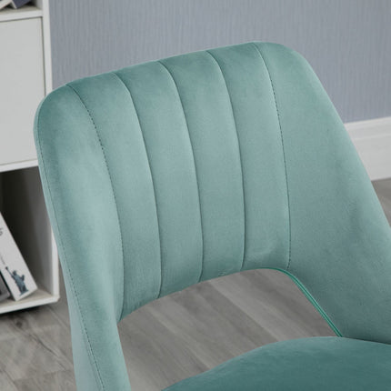 Ergonomischer Bürostuhl in grünem Samt - verstellbar, ohne Armlehnen