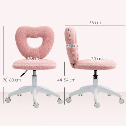 Rosa Schaukelstuhl mit Herzrückenlehne – verstellbar, ohne Armlehnen, gemütlich