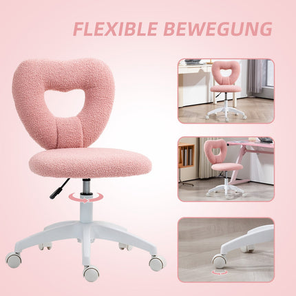 Rosa Schaukelstuhl mit Herzrückenlehne – verstellbar, ohne Armlehnen, gemütlich