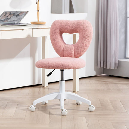 Rosa Schaukelstuhl mit Herzrückenlehne – verstellbar, ohne Armlehnen, gemütlich