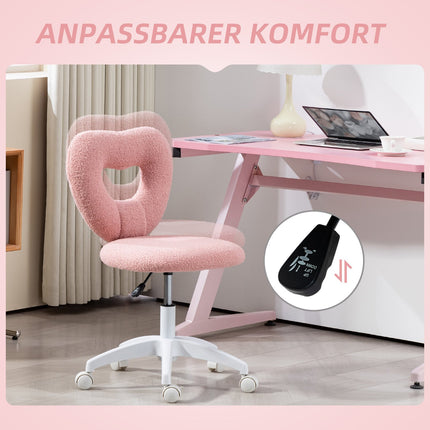 Rosa Schaukelstuhl mit Herzrückenlehne – verstellbar, ohne Armlehnen, gemütlich