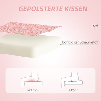 Rosa Schaukelstuhl mit Herzrückenlehne – verstellbar, ohne Armlehnen, gemütlich