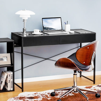 Schreibtisch Computertisch Bürotisch PC-Tisch Arbeitstisch mit 2 Schubladen Schwarz
