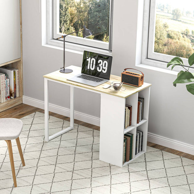 Eichenschreibtisch mit Stauraum – Modernes Stahlgestell, 100x54x75 cm