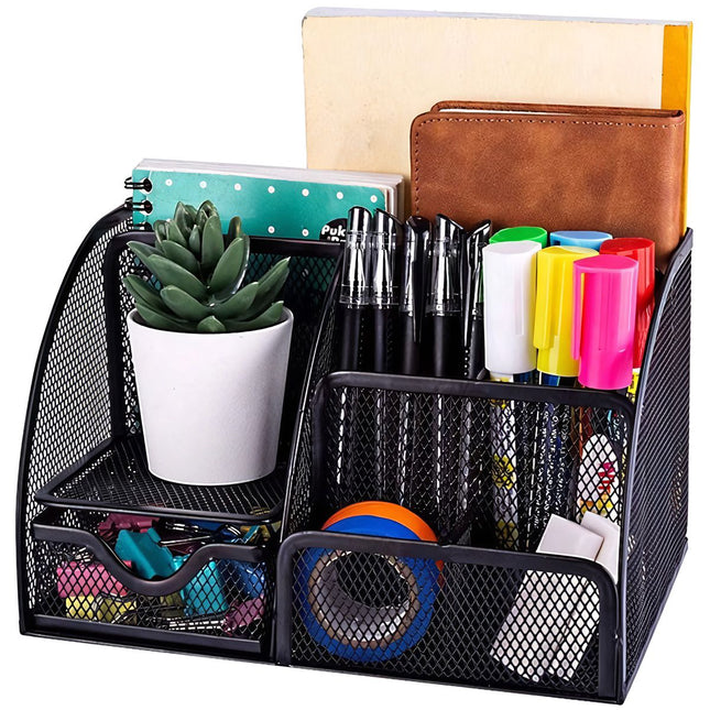 Schreibtisch-Organizer - 6 Fächer - schwarz 