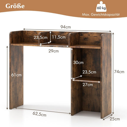 Étagère de bureau avec 4 étagères et compartiment ouvert 94 x 25 x 74 cm Brun rustique
