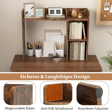 Étagère de bureau avec 4 étagères et compartiment ouvert 94 x 25 x 74 cm Brun rustique