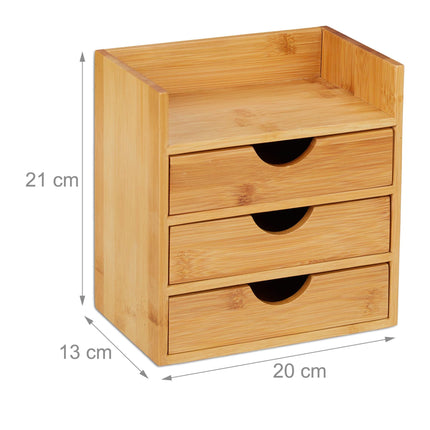 Rangement de bureau avec tiroirs en bambou
