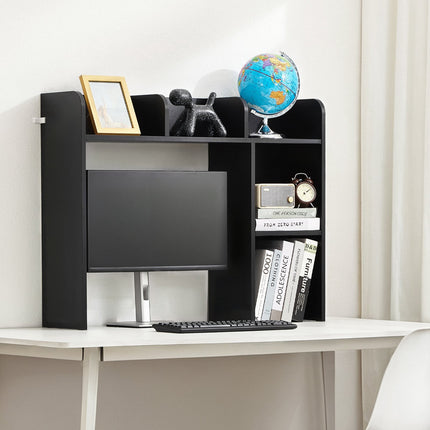 Desktop Bookshelf Hutch, 2-Tier Wood Organizer, Black