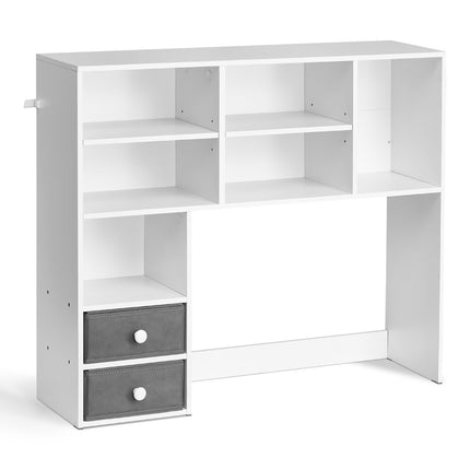 Desktop Bookshelf Hutch, 3-Tier, 2 Fabric Drawers, White