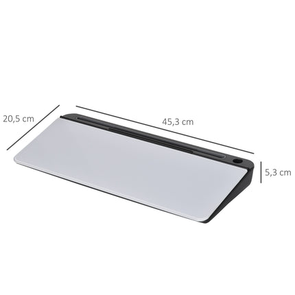 Glas-Schreibtafel mit Tischständer, 45x20cm, weiß+schwarz