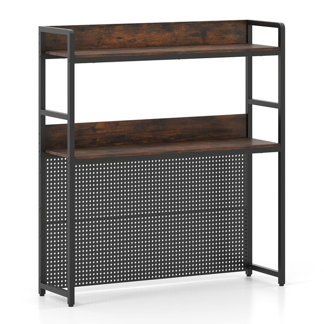 Desktop-Ablage mit Lochplatte, Metallrahmen, 2-lagig, 32-Zoll-Monitor